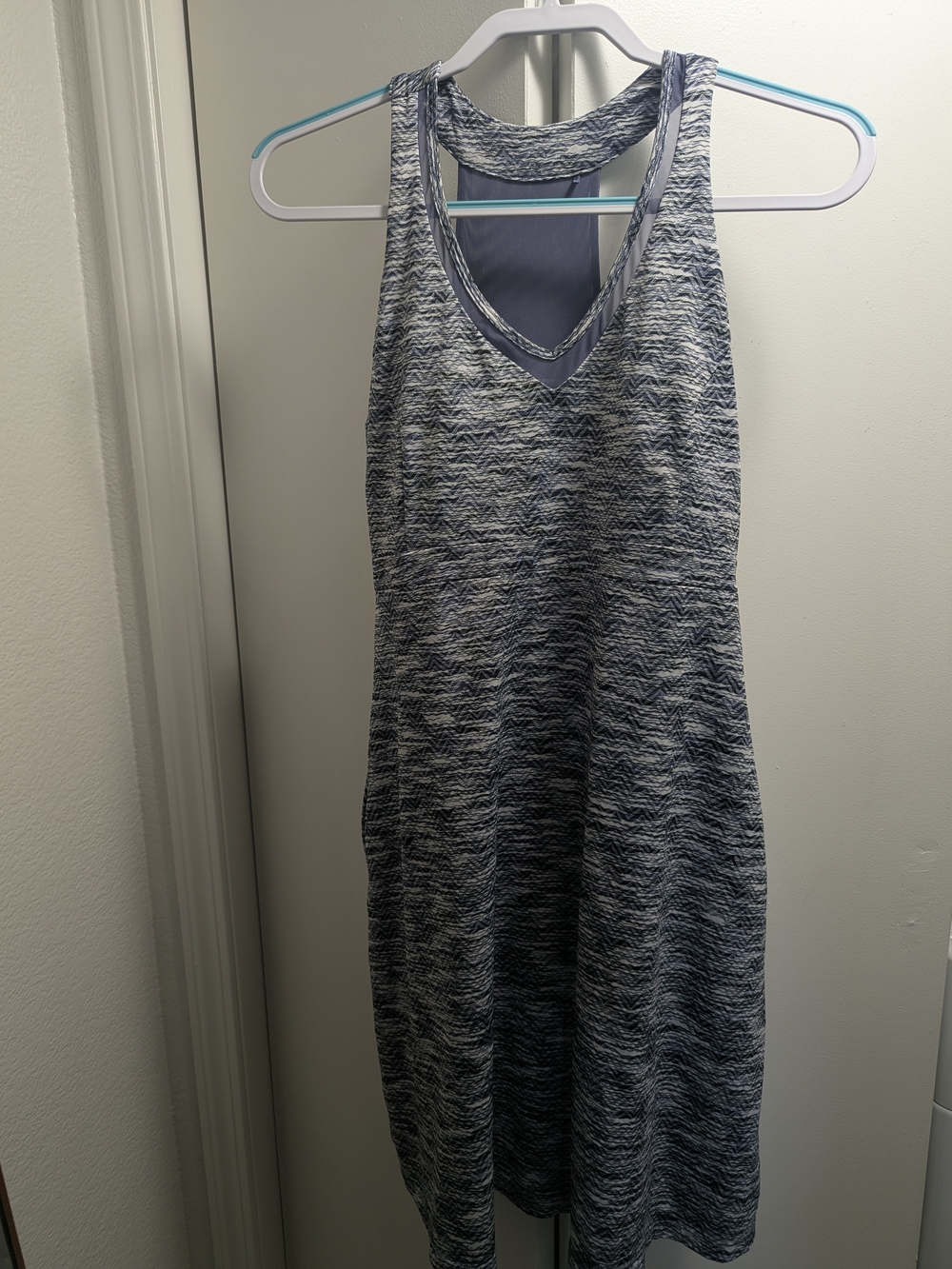 Sleeveless Blue Space-Dye V-Neck Dress